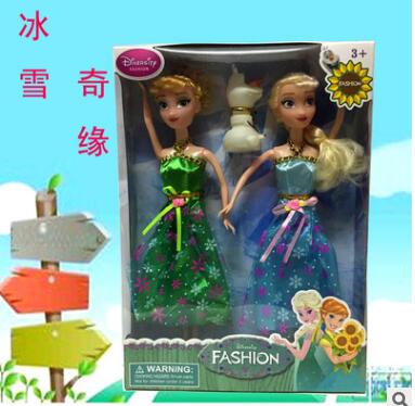 芭芘巴比娃娃2代冰雪奇缘公主两姐妹配雪宝精美盒装公主娃娃