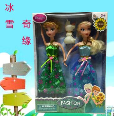 芭芘巴比娃娃2代冰雪奇缘公主两姐妹配雪宝精美盒装公主娃娃