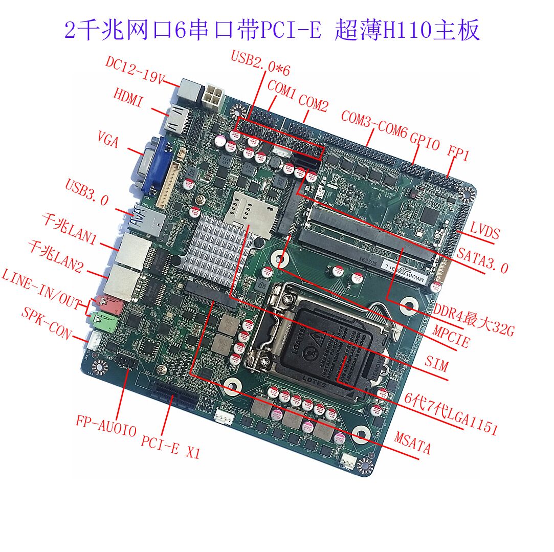 工业平板ITXH110安检机主板批发