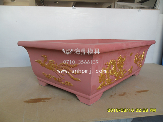 襄阳市长方形水泥花盆模具，浮雕样式厂家