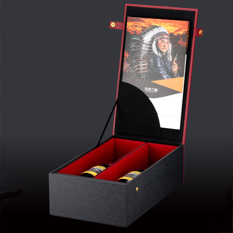 芯锐轻奢皮盒新款双支红酒包装皮盒定制通用葡萄酒礼品包装皮盒图片