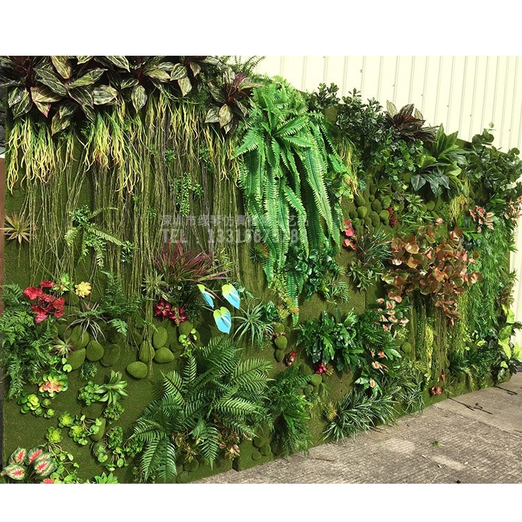 北京仿真绿植墙厂家  绿琴定做 仿真植物墙草皮墙 过胶手感绢布假花假树叶 公司前台装饰绿化假植物