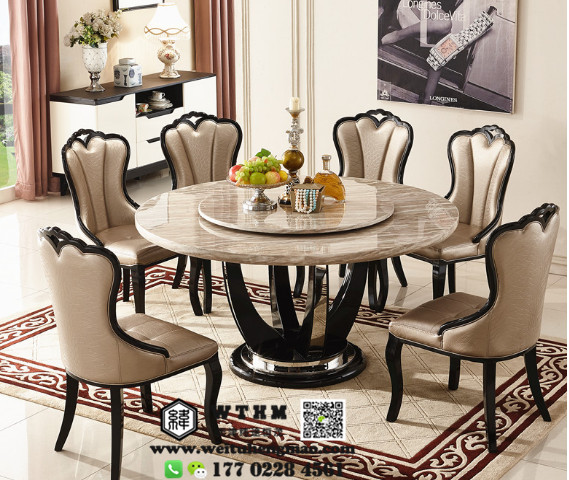 天津餐厅大圆桌出售，实木大圆桌椅价格，酒店餐桌椅定制图片