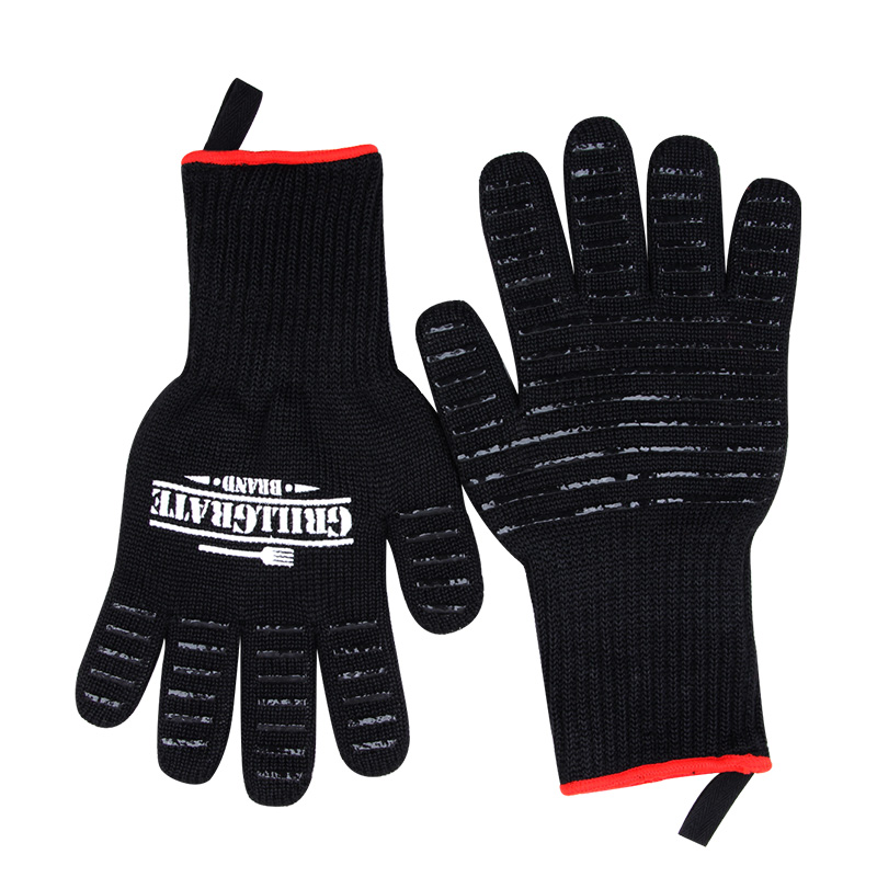 隔热手套防滑硅胶耐高温手套芳纶双面烧烤手套磨耐消防手套