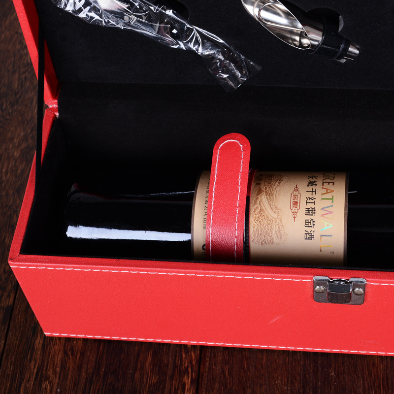 皮质红酒盒单支装包装盒礼品盒皮盒葡 皮质单支红酒葡萄酒盒