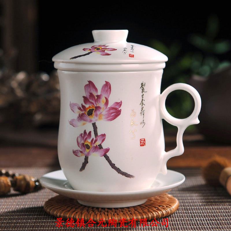 景德镇高档陶瓷茶杯带过滤网泡茶杯子生产厂家