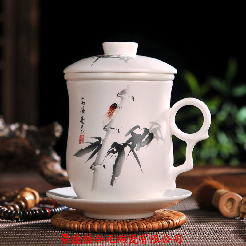 景德镇高档陶瓷茶杯带过滤网泡茶杯子生产厂家