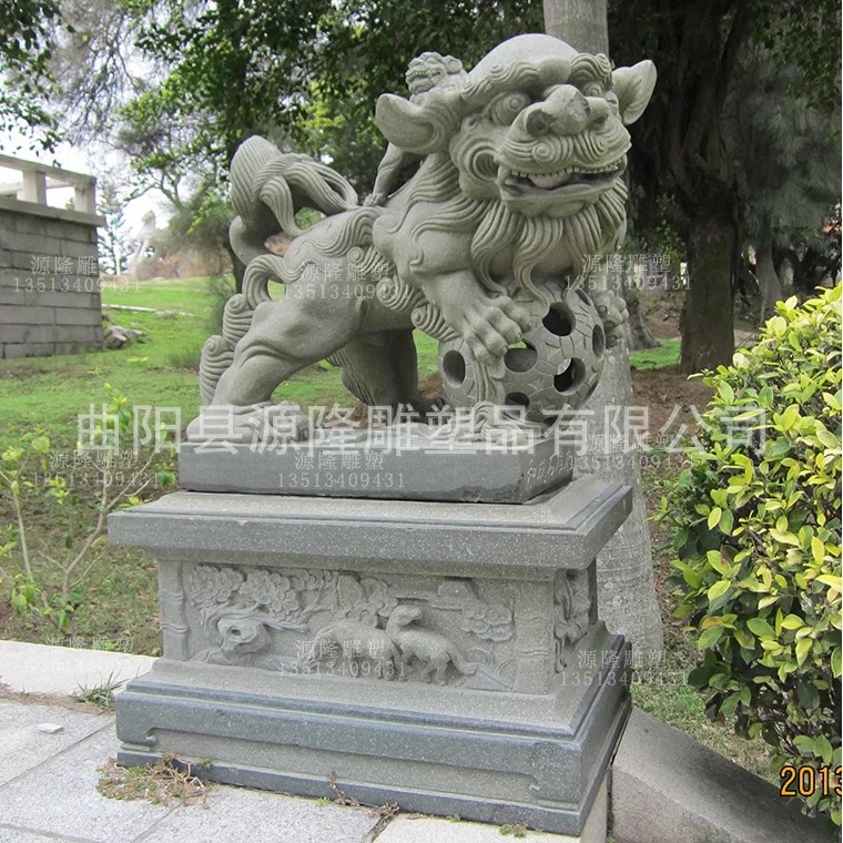 曲阳石雕献钱狮港币狮北京狮石狮子现货图片