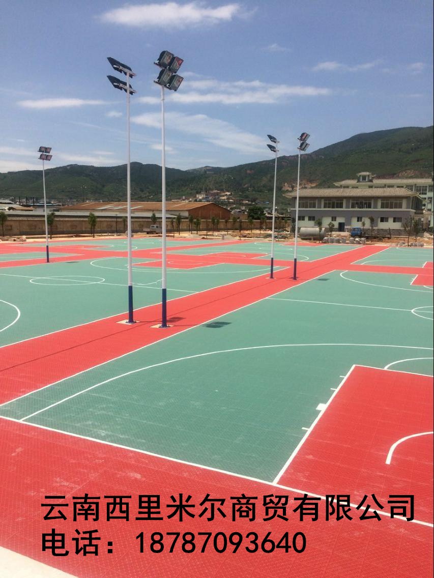 篮球场专用悬浮拼装地板优质PVC防滑防水 篮球场专用复合型悬浮拼装地板