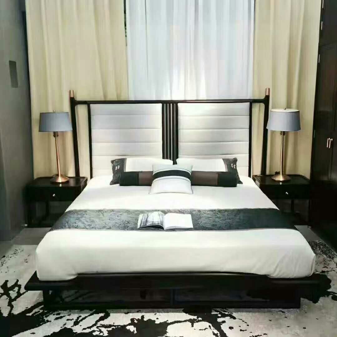 佛山现代简约双人床供应商 欧式时尚卧室床定制 厂家批发现代简约卧室床图片