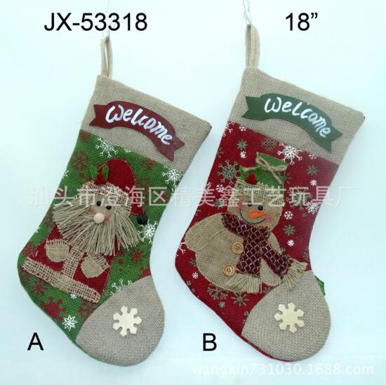 2018圣诞袜子 圣诞袜子供应商 国外圣诞袜子批发 圣诞老人袜子 圣诞雪人袜子