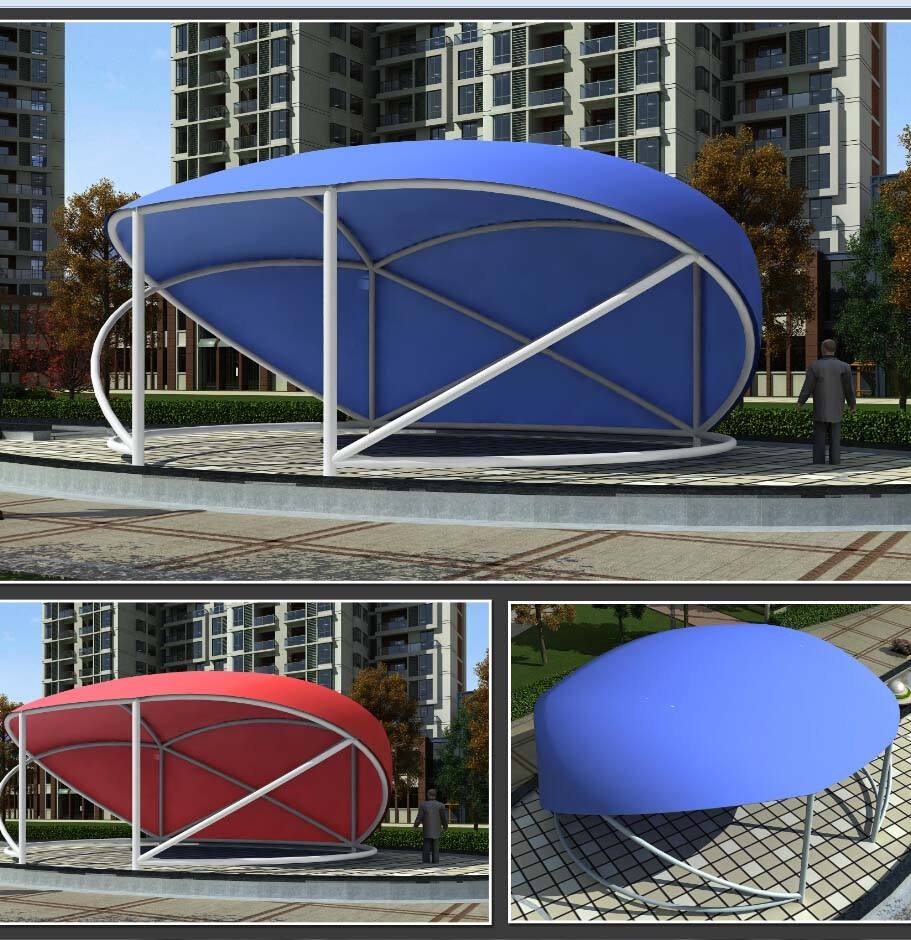设计安装轻钢膜结构自行车篷园区自行车棚