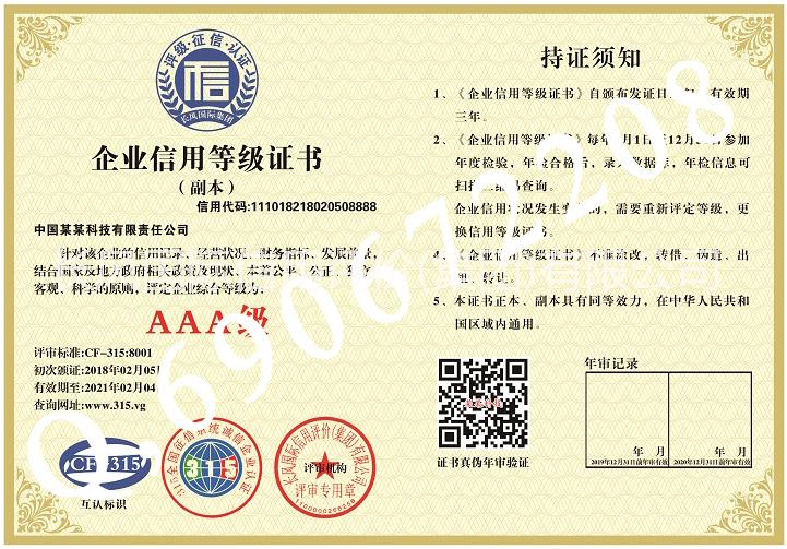 甘肃省企业信用等级AAA申请招投标加分全国通用长风国际出具图片
