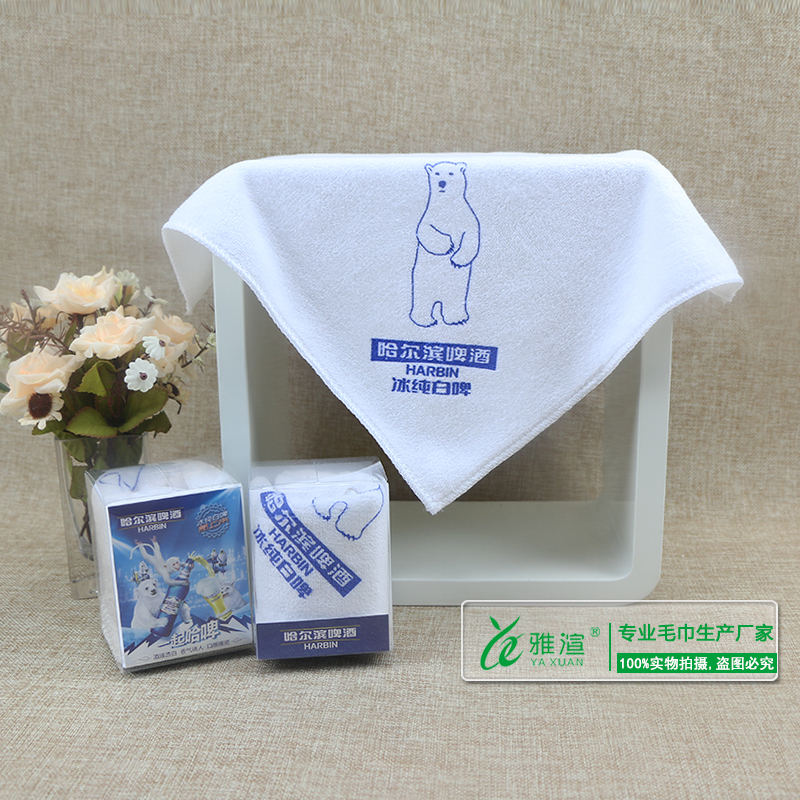 【广告毛巾】厂家批发供应 超细纤维磨毛加厚吸水白色印花广告毛巾