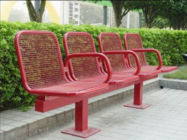 专业生产公园里铁木长椅,商业钢制休闲长凳图片