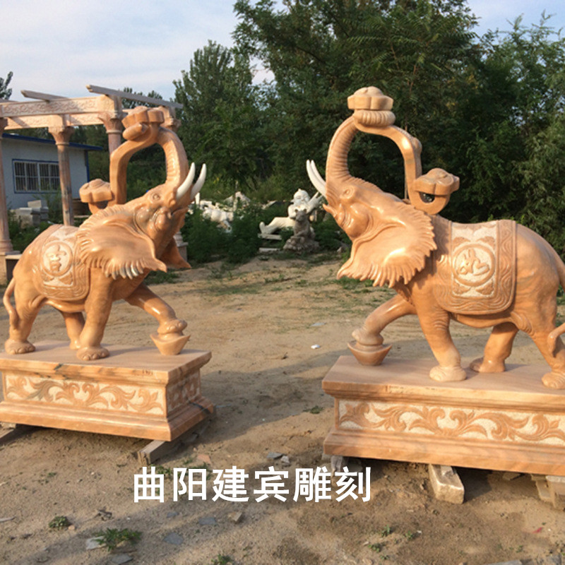 石雕大象,大理石吉象雕刻-曲阳石雕大象厂图片