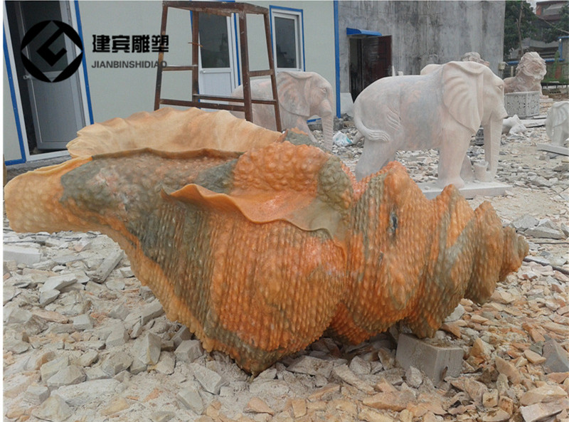 石雕海螺雕塑 广场喷水海螺石雕