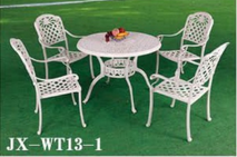 铝艺桌椅组合 铝艺桌椅组合五件套  欧式户外庭院桌椅花园  铝艺桌椅组合五件套图片