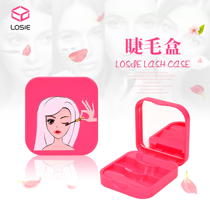 现货批发美妆工具一对装塑料假睫毛包装盒定制定做翻盖方形睫毛盒图片