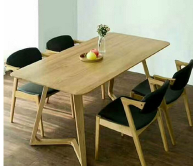 长方形实木办公桌 铁艺牛角椅休闲餐厅餐桌椅组合 会议椅洽谈桌椅图片