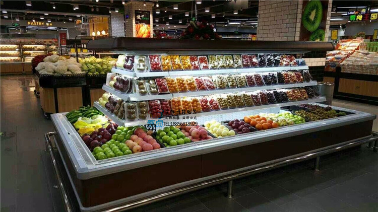 徽点定做四角环岛柜超市水果蔬菜展示柜商用四角饮料酸奶冷藏柜