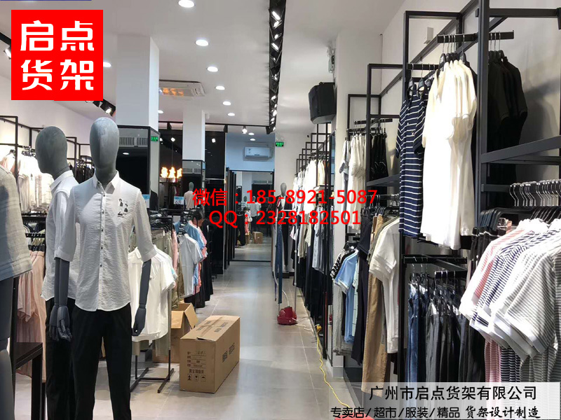 新产品商务休闲男装货架,新款km服装货架图片