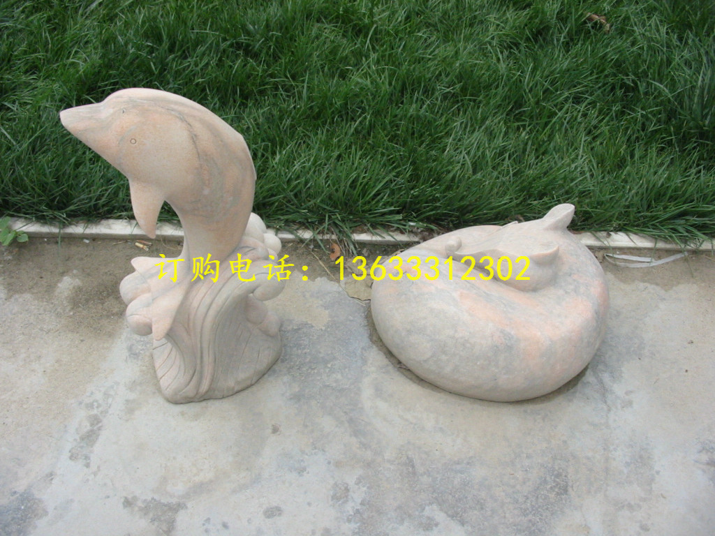 长沙石雕动物海豚雕塑可定制鱼雕塑图片
