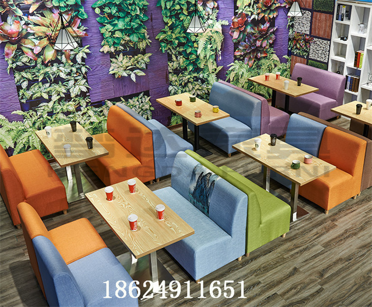 奶茶甜品店小吃火锅饭店卡座简约西餐咖啡厅双人沙发桌椅组合