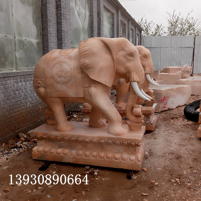 大象雕刻曲阳石雕大象雕刻图片 园林大象石雕设计定做 博宝雕刻厂