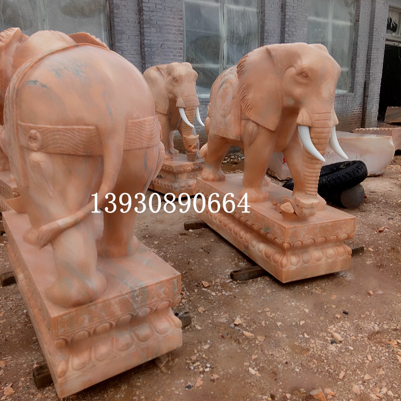 曲阳石雕大象雕刻图片 园林大象石雕设计定做 博宝雕刻厂
