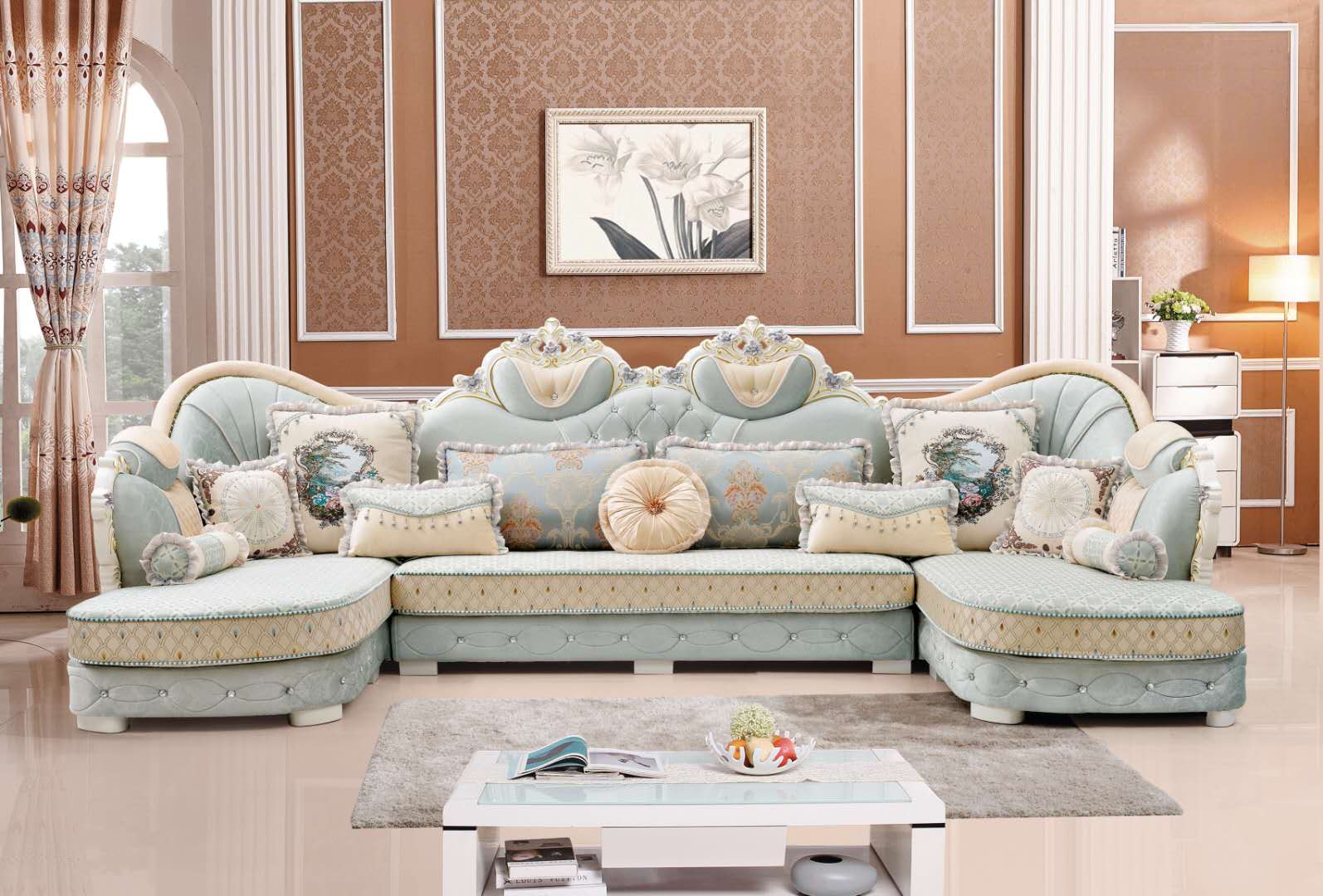 欧式沙发风格小户型客厅组合现代简约沙发实木整装家具