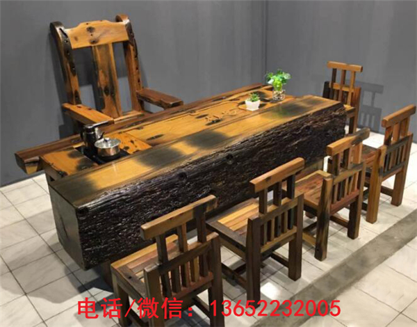 老船木龙骨茶台茶桌椅子组合实木新中式功夫茶几茶艺仿古家具图片