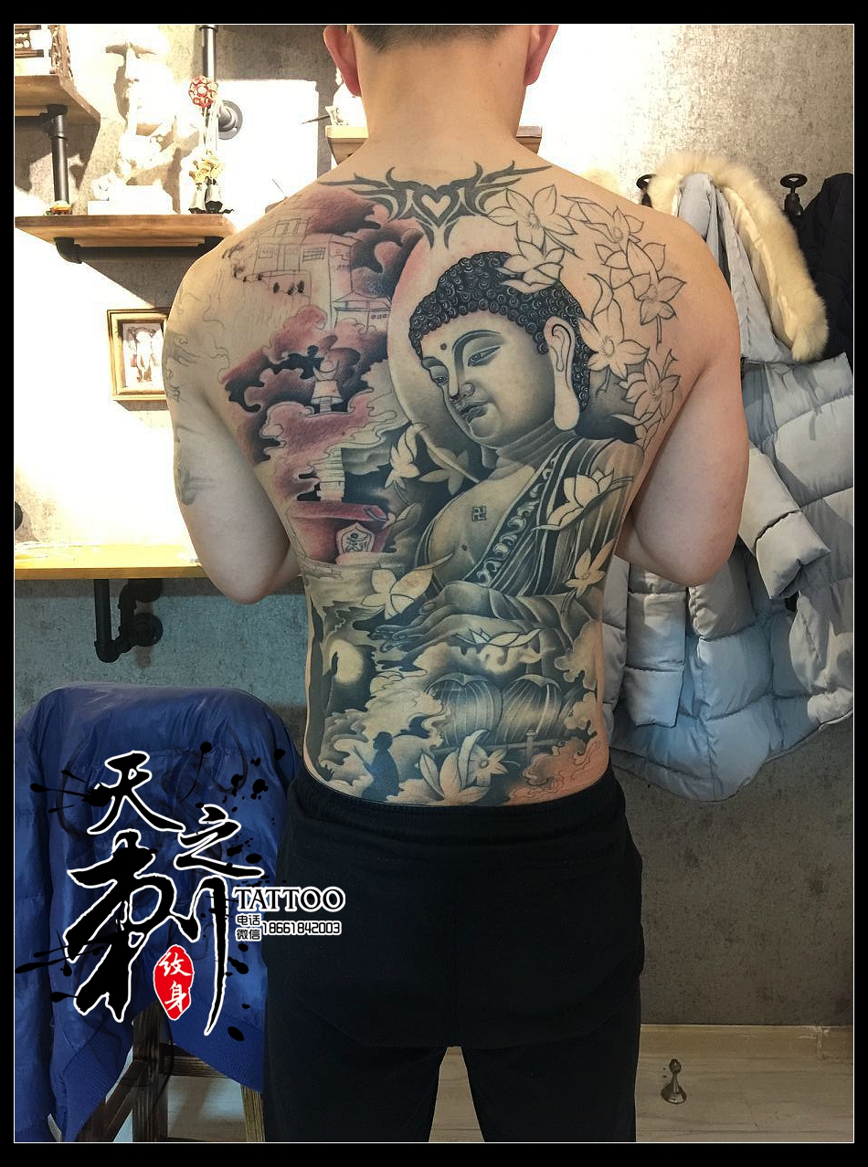 青岛李村纹身 满背佛纹身图案