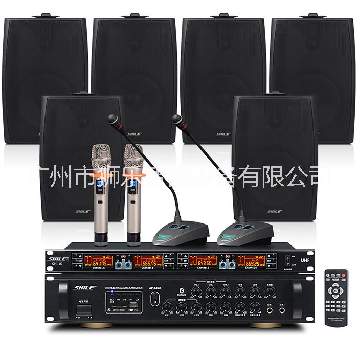 狮乐蓝牙功放AV8820+壁挂音箱BX105演出培训设备 6.5寸会议音响套装