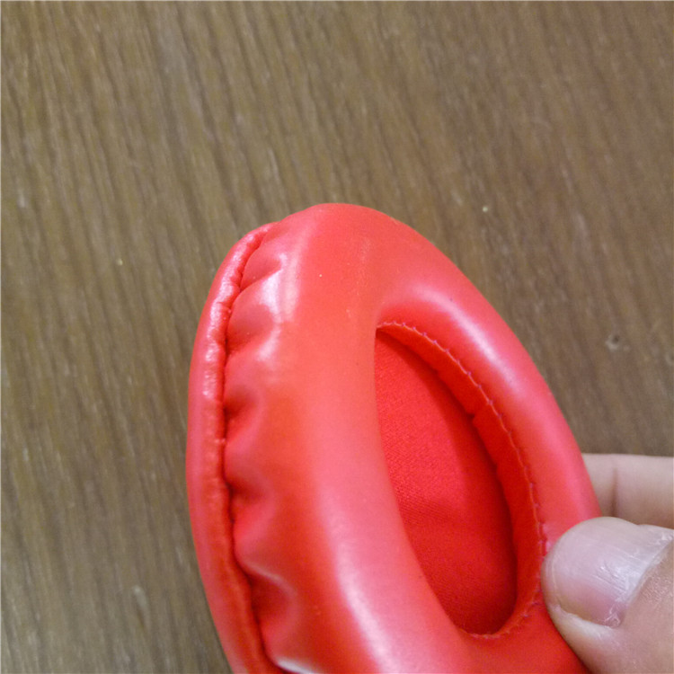 厂家直销红色PU皮耳套价格/网吧电竞游戏耳机车缝皮耳套订做