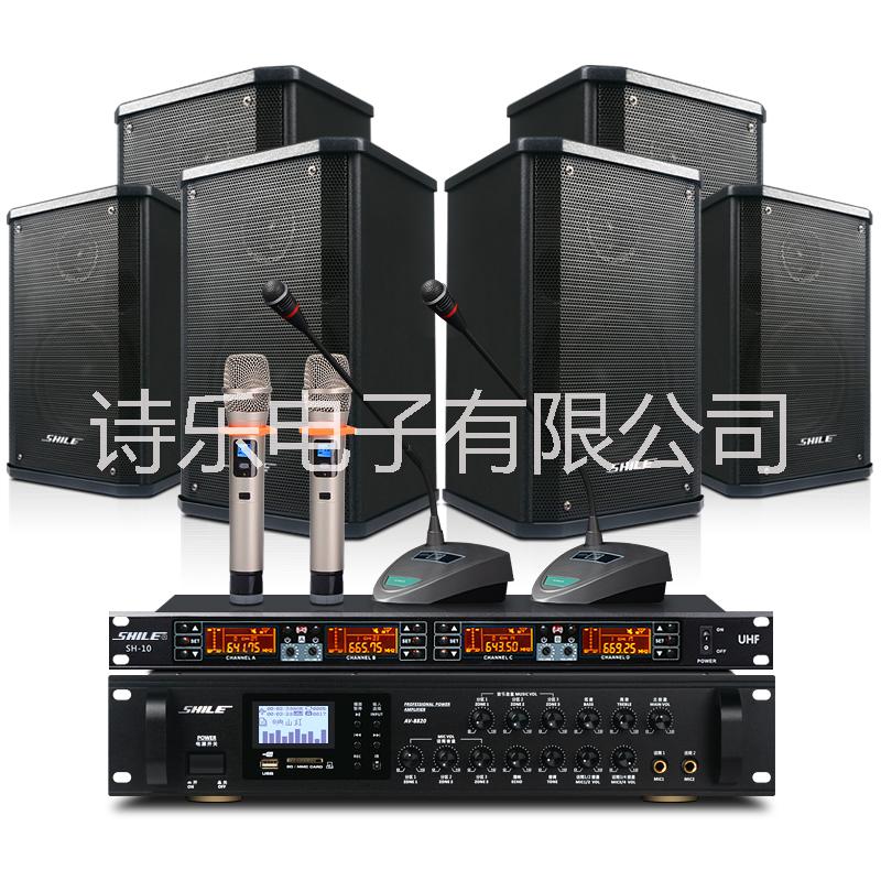 狮乐会议音响组合套装专业会议室培训设备背景音乐音响系统  8820+BX-101*6+SH10