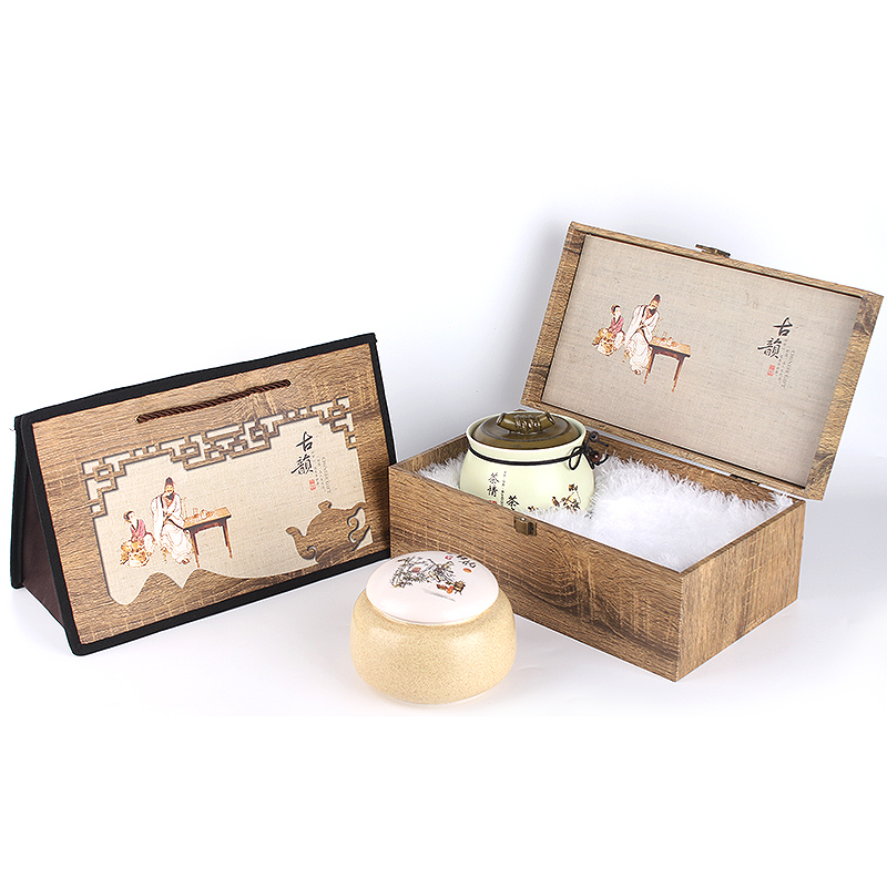新款高档 西湖龙井 安化黑茶 包装盒通用版陶瓷茶叶罐礼盒包装 茶叶礼盒包装陶瓷罐