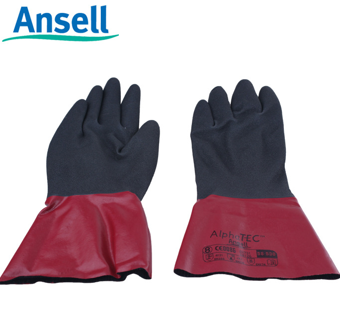 劳保批发Ansell 58-530丁腈橡胶手套 工业耐油耐磨防滑配防护服用