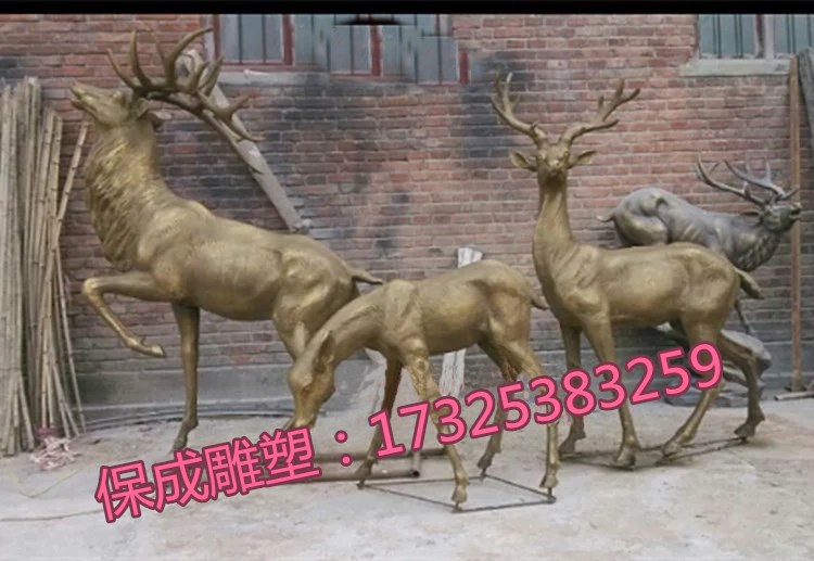 铸铜母子鹿招财鹿广场大型铸铜摆件庭院梅花鹿装饰摆件