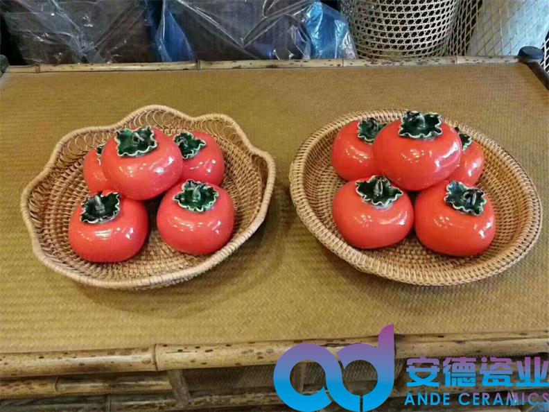 柿子造型陶瓷茶叶罐厂家定制批发