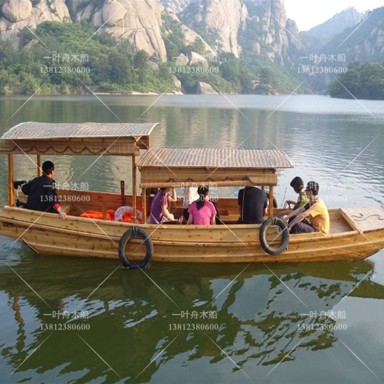 手工实木制作仿真木船模型 木质渔船钓鱼船乌篷船工艺品装饰摆件
