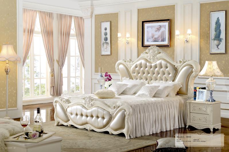 家具直销实木1.8米双人床 皮质高箱储物双人床1.5米法式公主床 浪漫欧式双人床