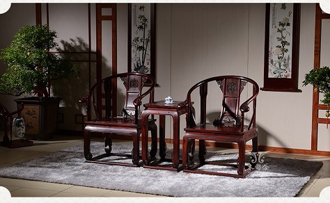 红木皇宫椅三件套高升印尼黑酸枝木圈椅休闲椅围椅阔叶黄檀太师椅