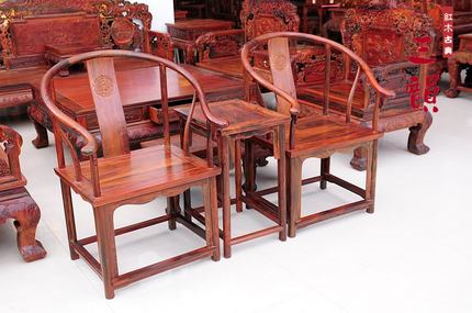 特价红木家具 原木宫廷中式古典 老挝大红酸枝圈椅实木太师椅子