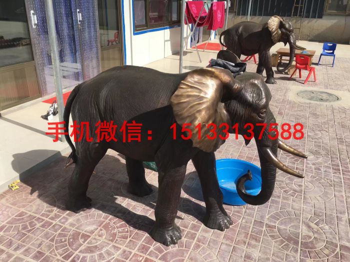 招财大象铜雕塑 动物铜雕塑