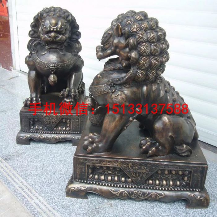 铜狮子雕塑 动物铜雕塑厂家定制图片