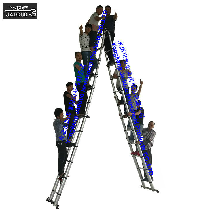 厂家供应家用人字梯伸缩梯子铝合金  人字6.2+6.2米伸缩梯铝合金 人字铝合金伸缩梯