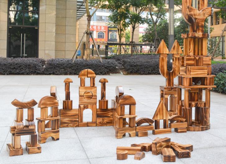 幼儿园原木积木大型建构碳化积木防批发
