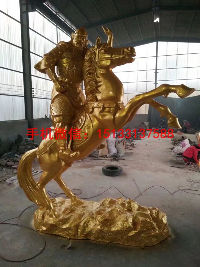 三米高骑马关公铜佛像 重庆铜雕塑