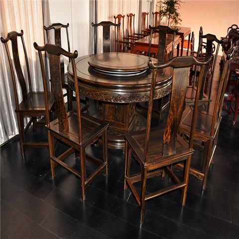 智业古典家具八座大餐桌保持质量图片